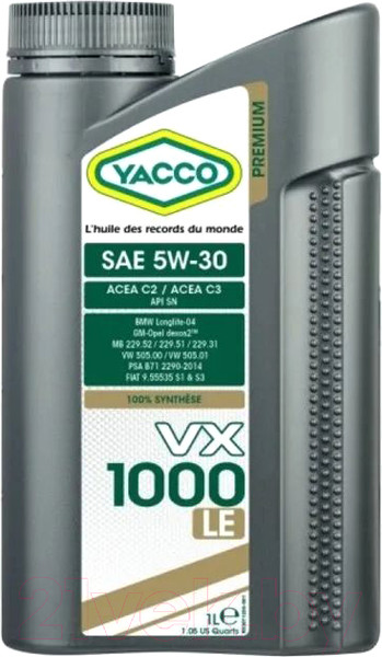 Изображение товара Моторное масло Yacco VX 1000 LE 5W30 (1л)