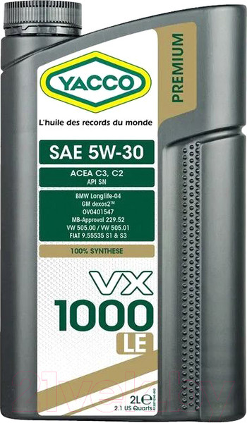 Изображение товара Моторное масло Yacco VX 1000 LE 5W30 (2л)