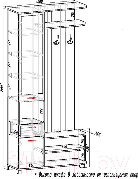 Изображение товара Секция в прихожую Мебель-Класс Беркли левый (белый/дуб сонома)