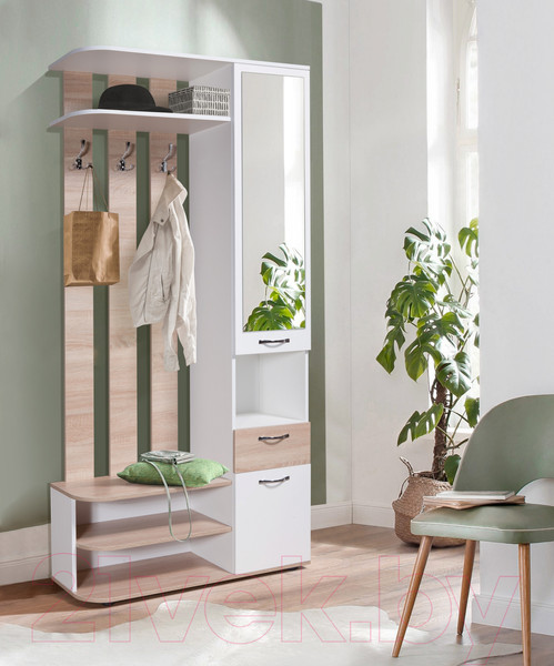 Изображение товара Секция в прихожую Мебель-Класс Беркли правый (белый/дуб сонома)