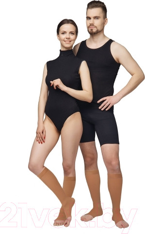 Изображение товара Гольфы компрессионные Польза 3001 ниже колена 1 кл.к. (р.4 (L), рост1, бежевый)