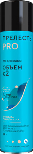 Изображение товара Лак для укладки волос Прелесть Professional Объем сильной фиксации для нормальных и тонких волос (225мл)