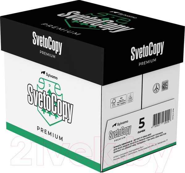 Изображение товара Бумага SvetoCopy Premium A4 (80г/м2, 500л)