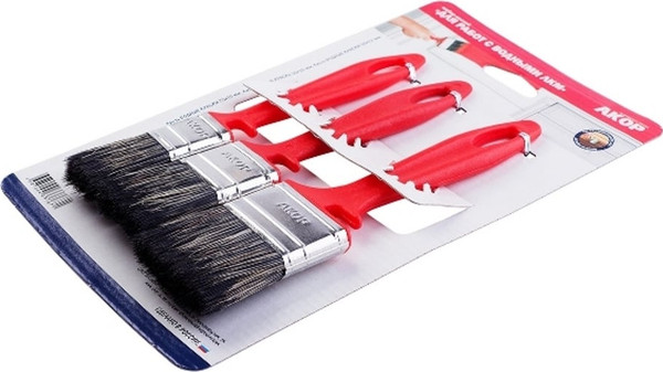 Изображение товара Набор кистей малярных Акор Для работ с водными ЛКМ (25x10, 35x10, 50x12)