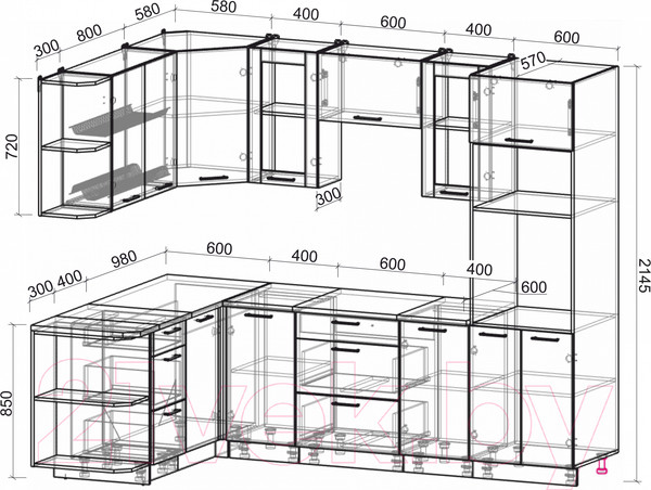 Изображение товара Кухонный гарнитур Интерлиния Мила 1.68x2.6 левая (дуб золотой/бетон/дуб бунратти)