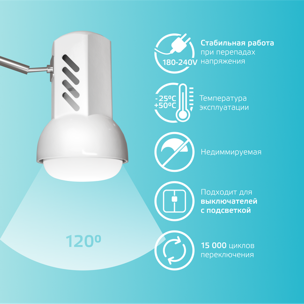 Изображение товара Лампа Gauss Elementary E27 8W 4100К / 63228