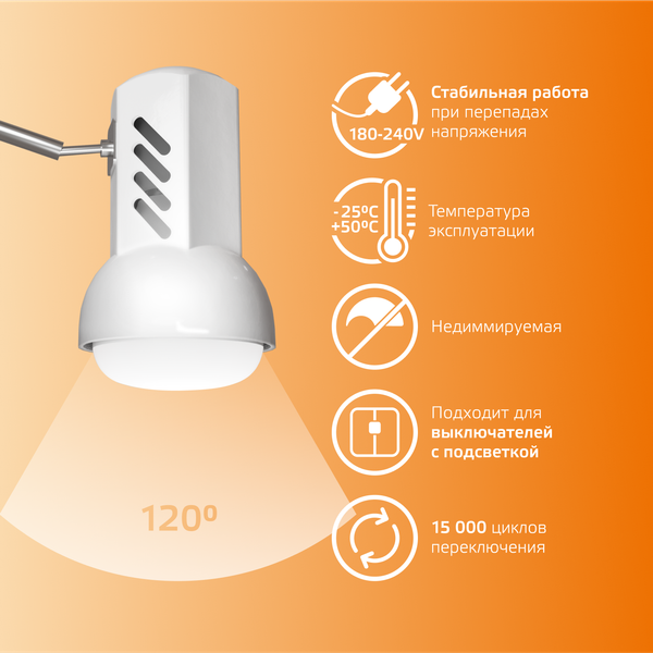 Изображение товара Лампа Gauss Elementary R50 6W 450lm 3000K Е14 / 63116