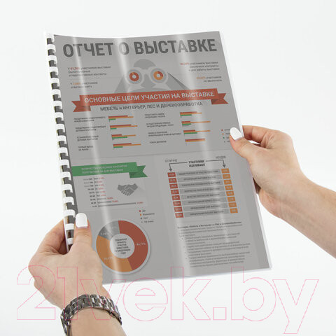 Изображение товара Обложки для переплета Brauberg А4 150мкм / 530827 (100шт, прозрачно-дымчатый)