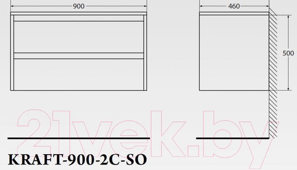 Изображение товара Тумба под умывальник BelBagno Kraft-900-2C-SO-CG
