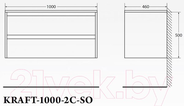 Изображение товара Тумба под умывальник BelBagno KRAFT-1000-2C-SO-CG