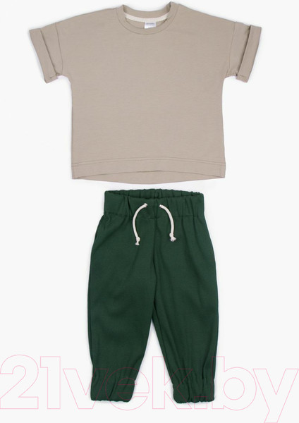 Изображение товара Комплект одежды для малышей Amarobaby Jump / AB-OD21-JUMP22/0326-98 (бежевый/хаки, р. 98)