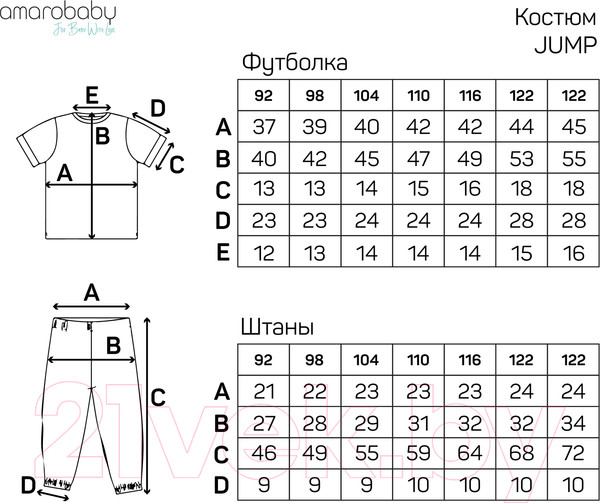 Изображение товара Комплект одежды для малышей Amarobaby Jump /AB-OD21-JUMP22/0632-98 (розовый/мятный, р. 98)