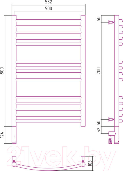 Изображение товара Полотенцесушитель электрический Сунержа Богема 3.0 80x50 / 03-5805-8050
