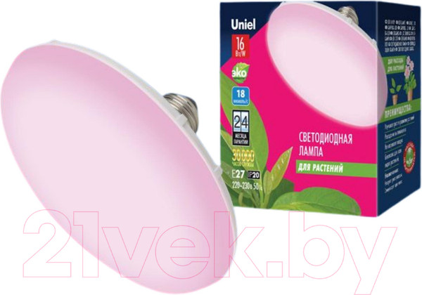 Изображение товара Лампа для растений Uniel LED-U150-16W/SPSB/E27/FR PLP30WH / UL-00004122