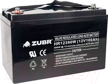 Изображение товара Аккумуляторная батарея Zubr HR12390W 12V/110Ah