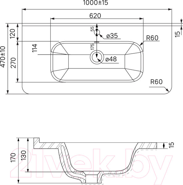 Изображение товара Тумба с умывальником IDDIS BRI10WFi95K