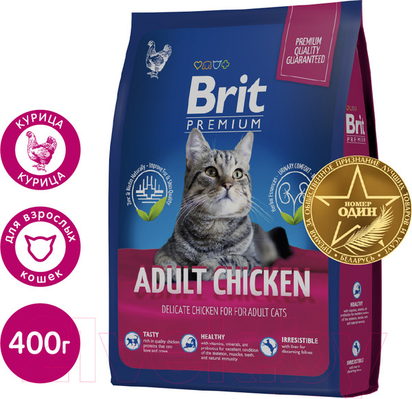 Изображение товара Сухой корм для кошек Brit Premium Cat Adult Chicken / 5049073 (400г)