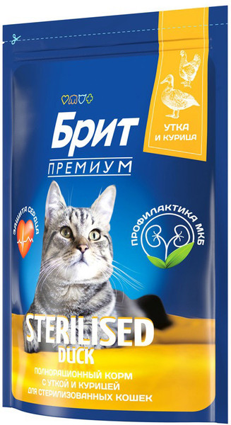 Изображение товара Сухой корм для кошек Brit Premium Cat Sterilized Duck & Chicken / 5049820 (2кг)