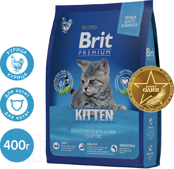 Изображение товара Сухой корм для кошек Brit Premium Cat Kitten с курицей / 5049110 (400г)