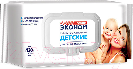 Изображение товара Влажные салфетки детские Эконом Smart 30108 (120шт)