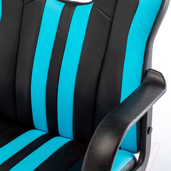 Изображение товара Кресло геймерское Brabix Stripe GM-202 / 532509 (экокожа, черный/голубой)