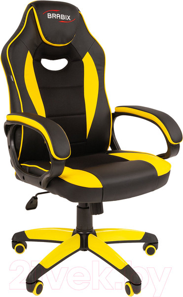 Изображение товара Кресло геймерское Brabix Blaze GM-162 / 532579 (TW/экокожа, черный/желтый)