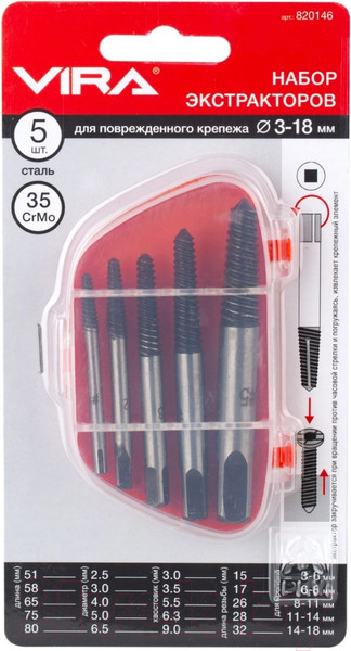 Изображение товара Набор экстракторов Vira 820146