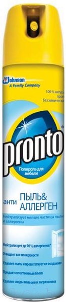 Изображение товара Полироль для мебели Pronto Антипыль Антиаллерген для мебели (250мл)