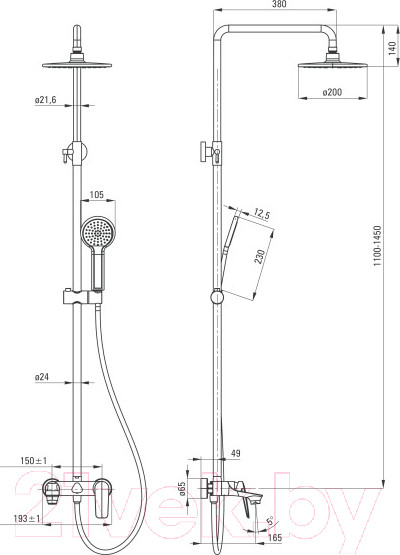 Изображение товара Душевая система со смесителем Deante Cascada Coriander NAC 01JM