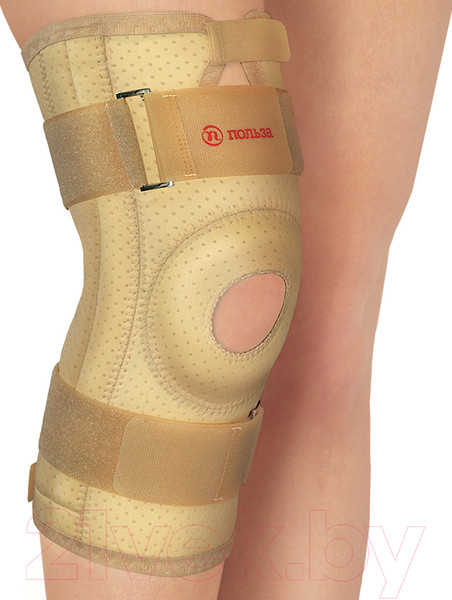 Изображение товара Ортез коленный Польза Со спиральными ребрами жесткости 0809 (р.4, бежевый)
