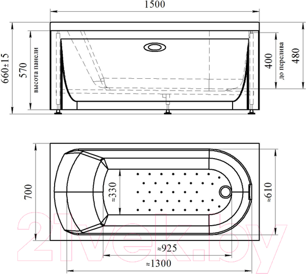 Изображение товара Ванна акриловая Vannesa Николь 150x70 / 2-01-0-0-1-239Ч