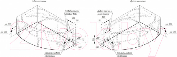 Изображение товара Ванна акриловая Vannesa София 169x99 R / 2-01-0-2-1-223Ч