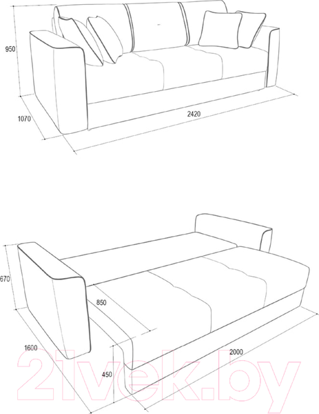 Изображение товара Диван Аквилон Дубай тик-так (тедди 16)