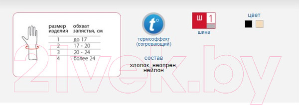 Изображение товара Ортез лучезапястный Польза На запястье с шиной 1411 (р.4, черный)