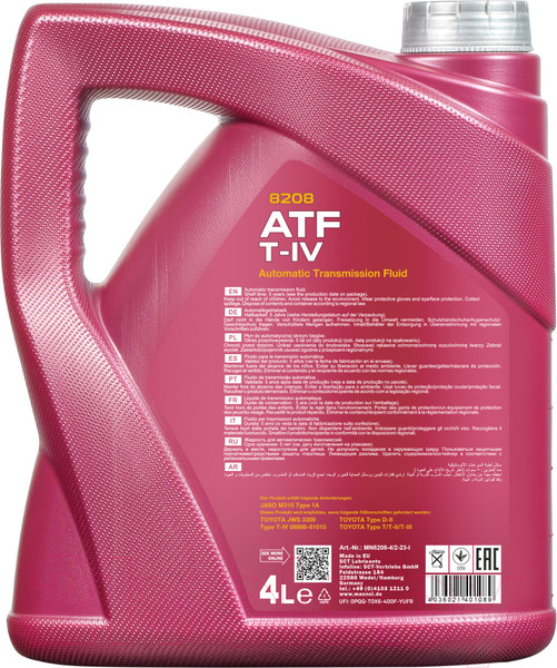 Изображение товара Трансмиссионное масло Mannol ATF T-IV OEM / MN8208-4 (4л)