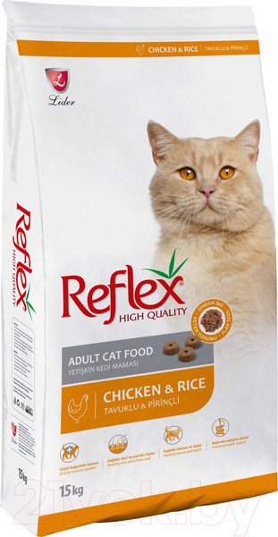 Изображение товара Сухой корм для кошек REFLEX с курицей и рисом (15кг)