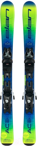 Изображение товара Горные лыжи с креплениями Elan 2021-22 Youth Jett Quick Shift 130-150 & EL 4.5 / AFDHSH21 (р.140, зеленый/синий)