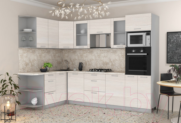 Изображение товара Кухонный гарнитур Интерлиния Мила 1.68x2.8 левая (вудлайн кремовый/малага)