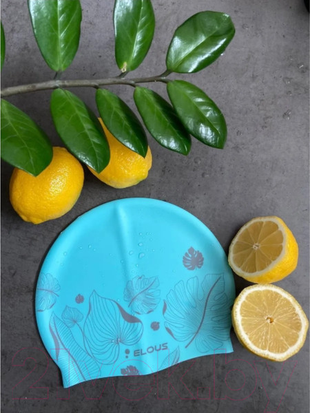 Изображение товара Шапочка для плавания Elous Листики EL009 (голубой)