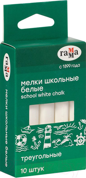 Изображение товара Набор мела канцелярского ГАММА 909191 (10шт, белый)