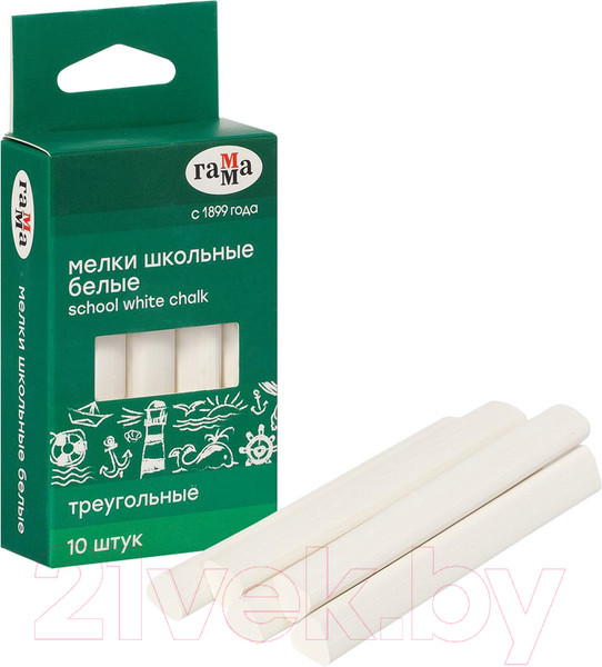 Изображение товара Набор мела канцелярского ГАММА 909191 (10шт, белый)