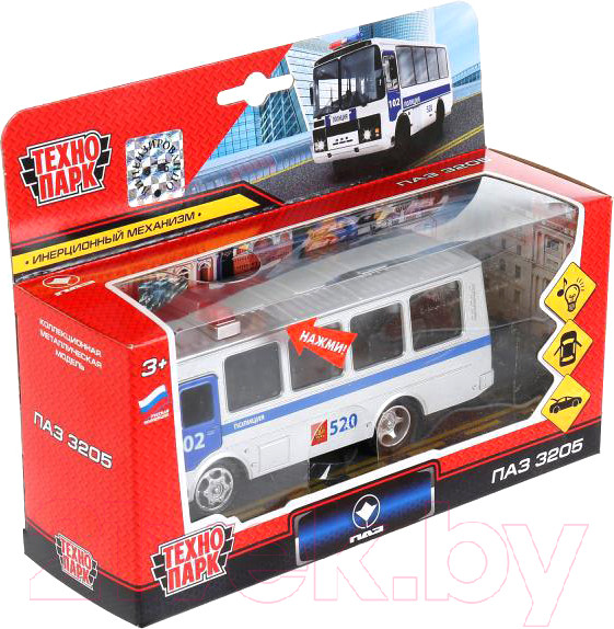 Изображение товара Автобус игрушечный Технопарк ПАЗ-3205 Полиция / CT11-257-6WB