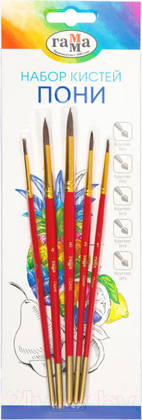 Изображение товара Набор кистей ГАММА Пони / 230818.01.01 (5шт)