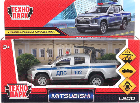 Изображение товара Автомобиль игрушечный Технопарк Mitsubishi L200 Pickup Полиция / L200-12POL-ARMSR