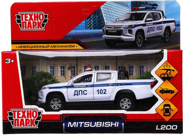 Изображение товара Автомобиль игрушечный Технопарк Mitsubishi L200 Pickup Полиция / L200-12POL-ARMWH