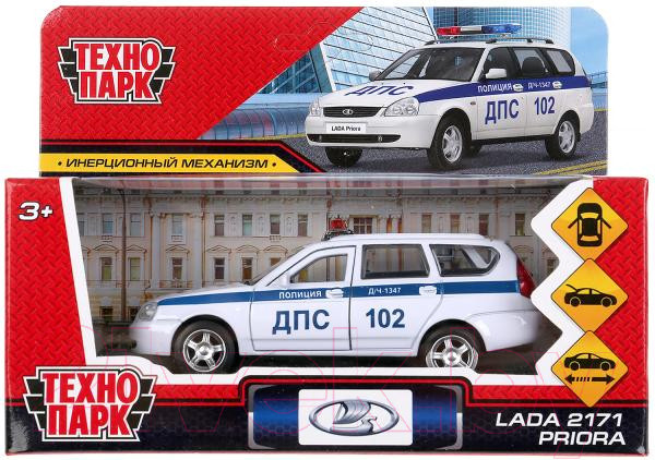 Изображение товара Автомобиль игрушечный Технопарк Lada Priora Полиция / PRIORAWAG-12POL-WH (белый)