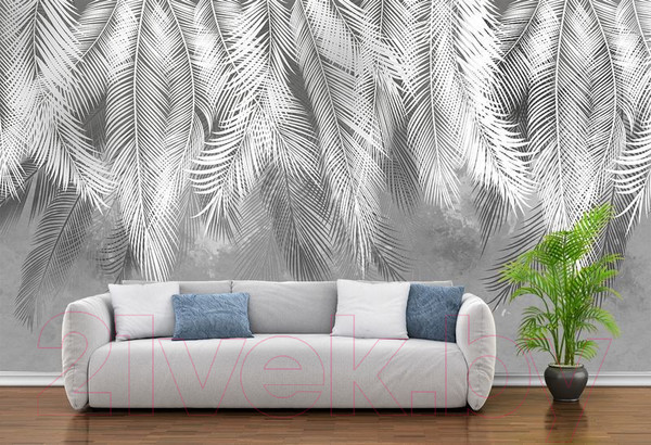 Изображение товара Фотообои листовые Citydecor Пальмовые листья серые гранж (400х260)