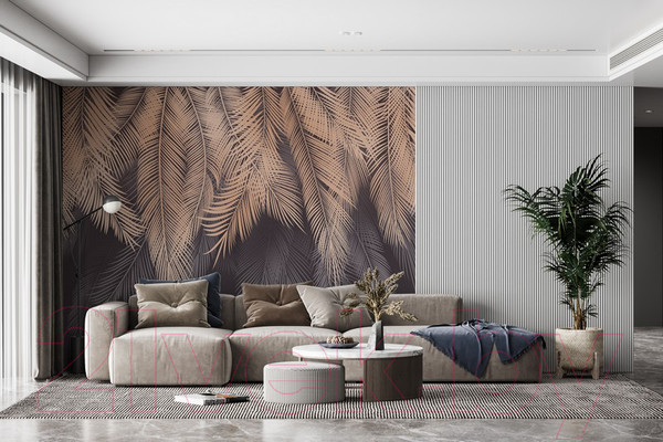 Изображение товара Фотообои листовые Citydecor Пальмовые листья 2 (400x260, с оттенком бежевый-серый)