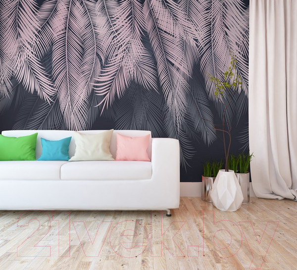 Изображение товара Фотообои листовые Citydecor Пальмовые листья с оттенком пудровый-синий (400х260)