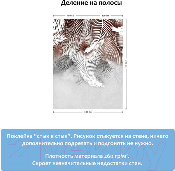 Изображение товара Фотообои листовые Citydecor Пальмовые листья пестрые 2 (200x260)